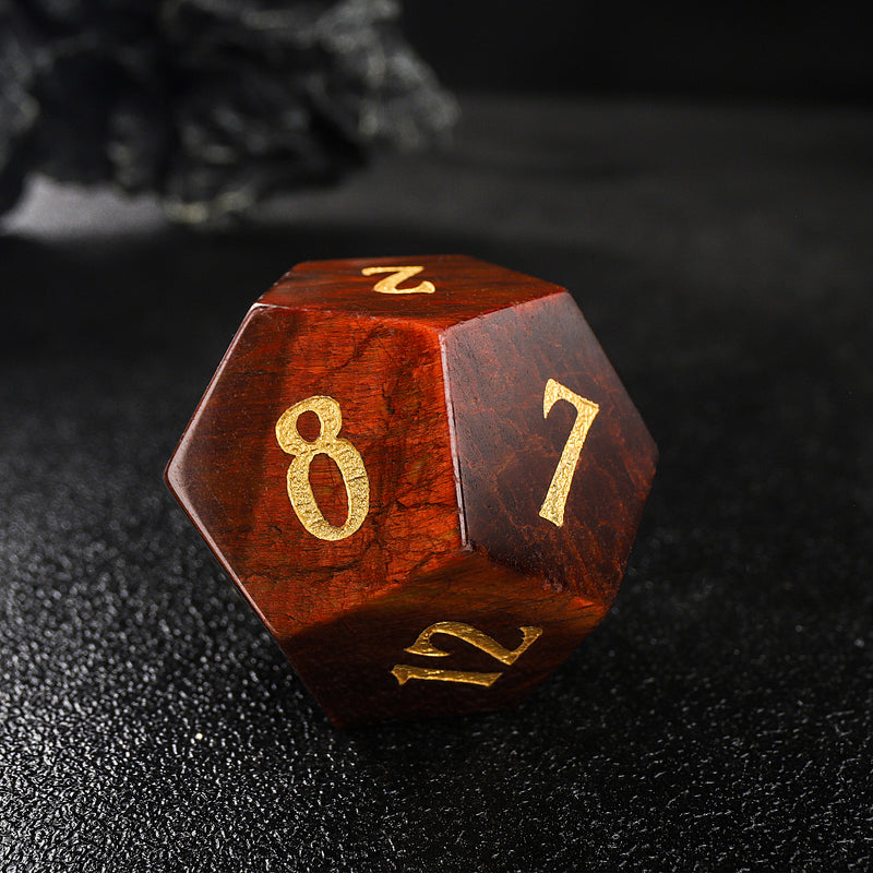 Red Tiger’s Eye Helmet Axe Polyhedral Gemstone Dice 7pcs Full Set  Gaming Accessories