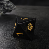 Nordic Style Viking Obsidian Gemtone Full Set D&D Dice  Gaming Accessories