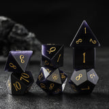 Dark Purple Cat’s Eye Gift Compatible for D&D  Gemstone Dice Engraved Moon Cat