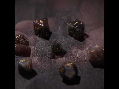 F*ck You Obsidian Nature Stone TRPG Dice -Laser Engraved Full Set 7pcs  Polyhedral Board Games Dice