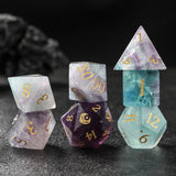 Fluorite Nature Gemstone D&D Dice 7pcs Full Set