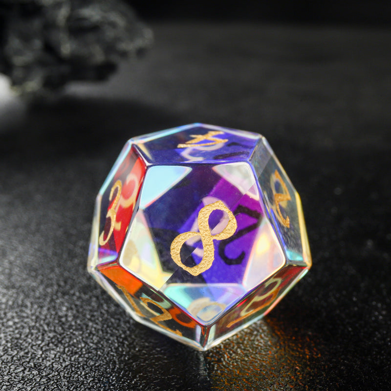 Moon Star Prism Transparent Glass D&D Dice Set