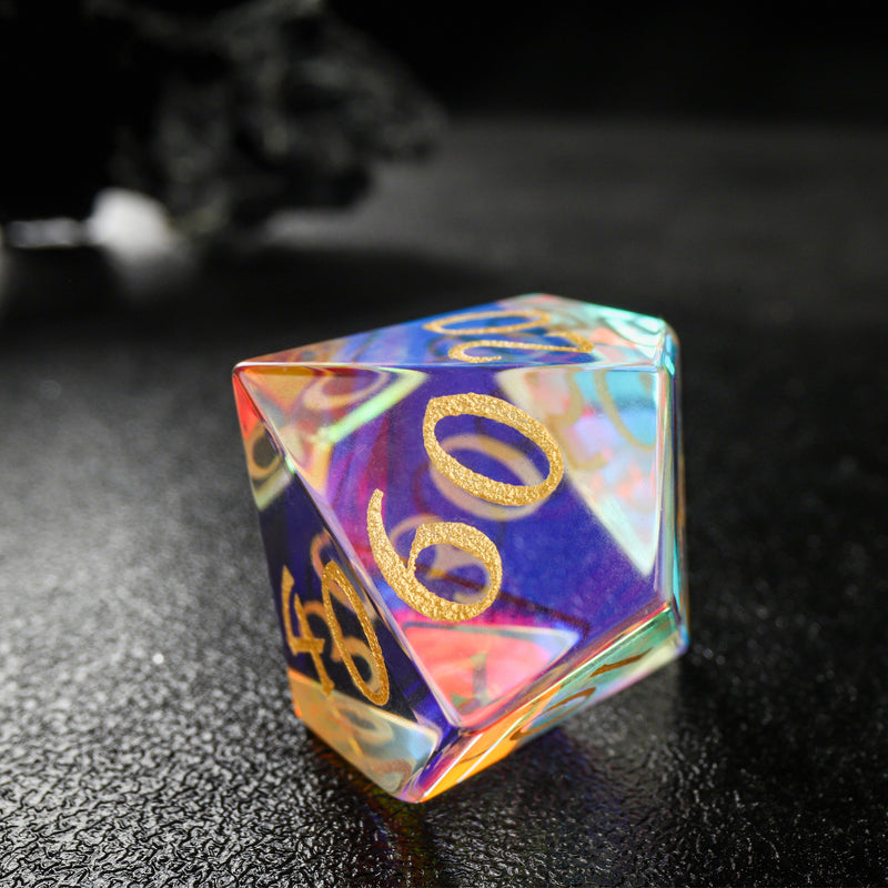 Moon Star Prism Transparent Glass D&D Dice Set