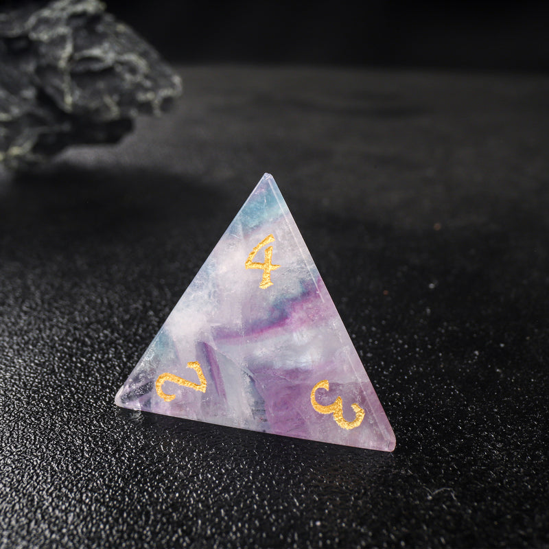 Fluorite Nature Gemstone D&D Dice 7pcs Full Set