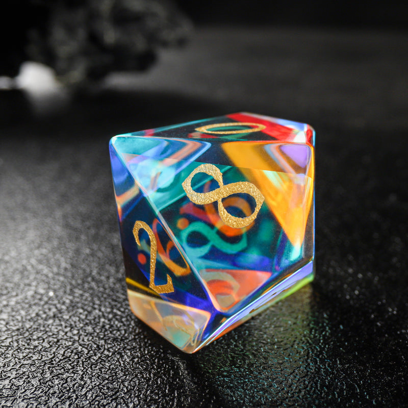 Moon Star Prism Transparent Glass D&D Dice Set