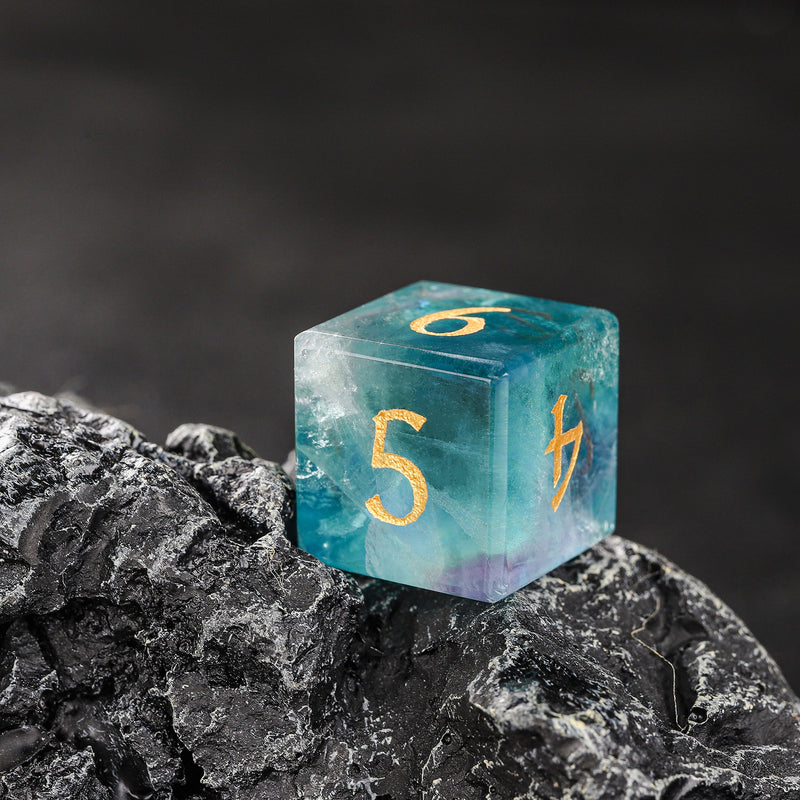 Fluorite Nature Gemstone D&D Dice 7pcs Full Set