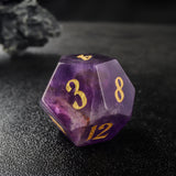 Unicorn Moon Nature Purple Fluorite  Gemstone D&D Dice Set  7pcs  Game Dice