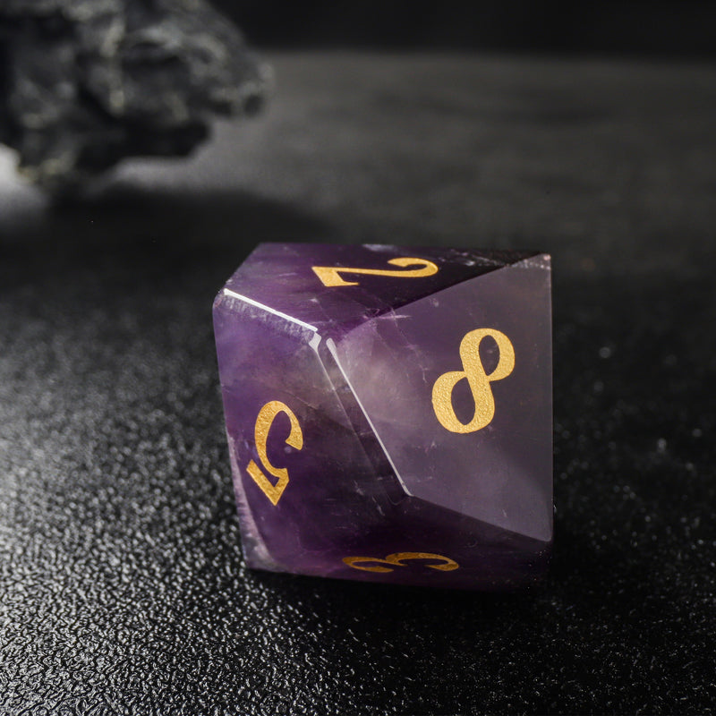 Unicorn Moon Nature Purple Fluorite  Gemstone D&D Dice Set  7pcs  Game Dice