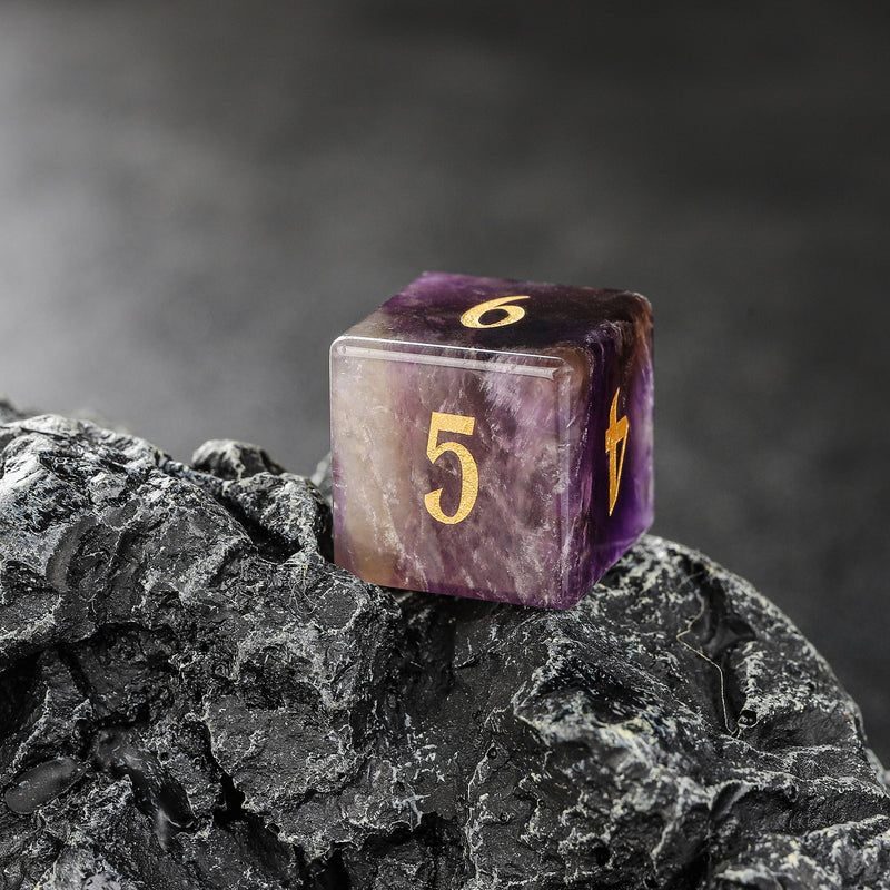 Unicorn Moon Nature Purple Fluorite  Gemstone D&D Dice Set  7pcs  Game Dice