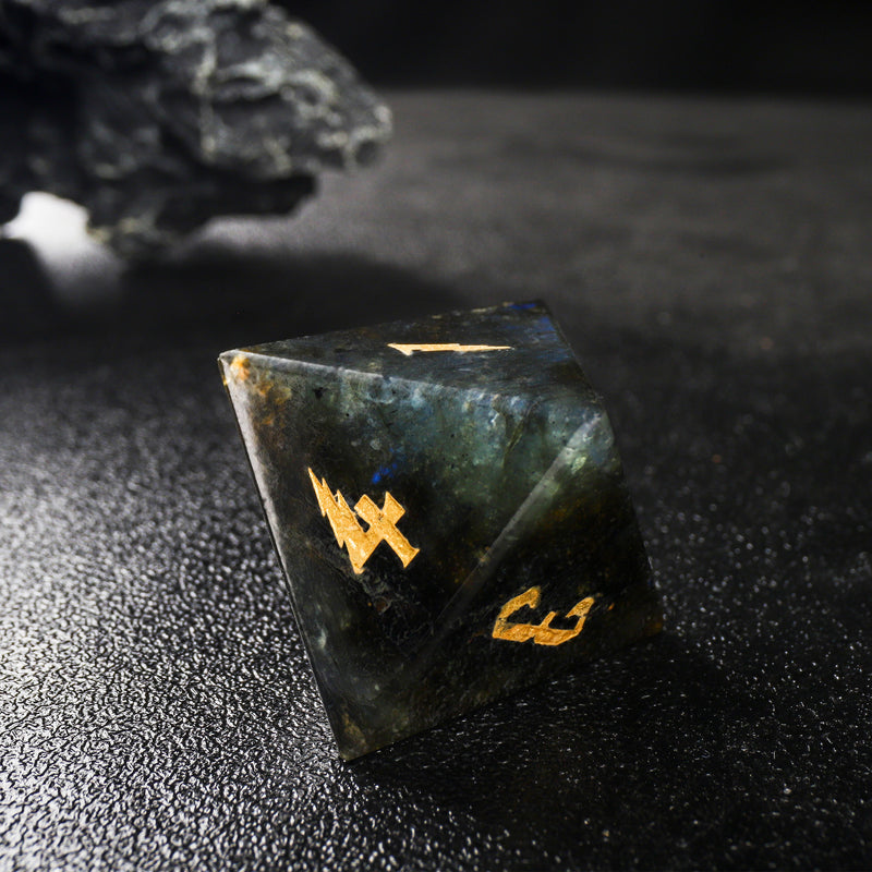 Labradorite Wolf Moon Gemstone D&D Dice 7pcs Full Set