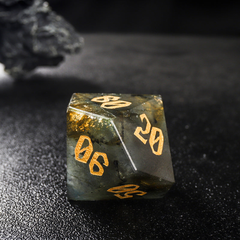 Labradorite Wolf Moon Gemstone D&D Dice 7pcs Full Set